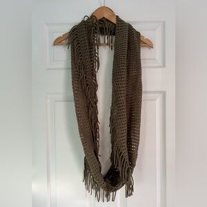 Fringed Olive Green Scarf